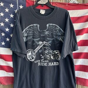 Live Hard Ride Hard Black Graphic Tee